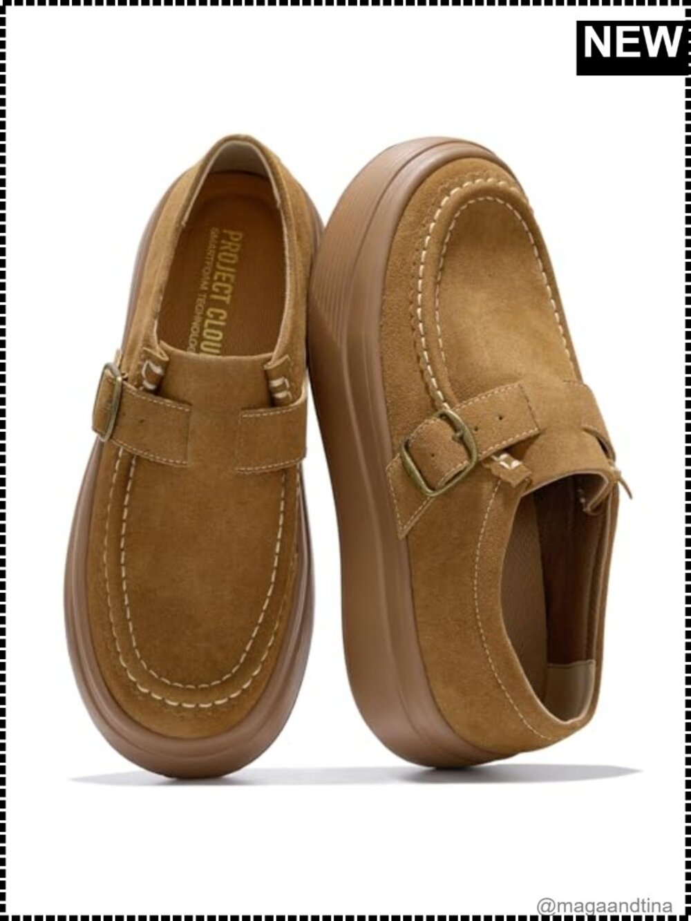 Genuine Suede Platform Loafers Slip-On Comfort Women Shoes